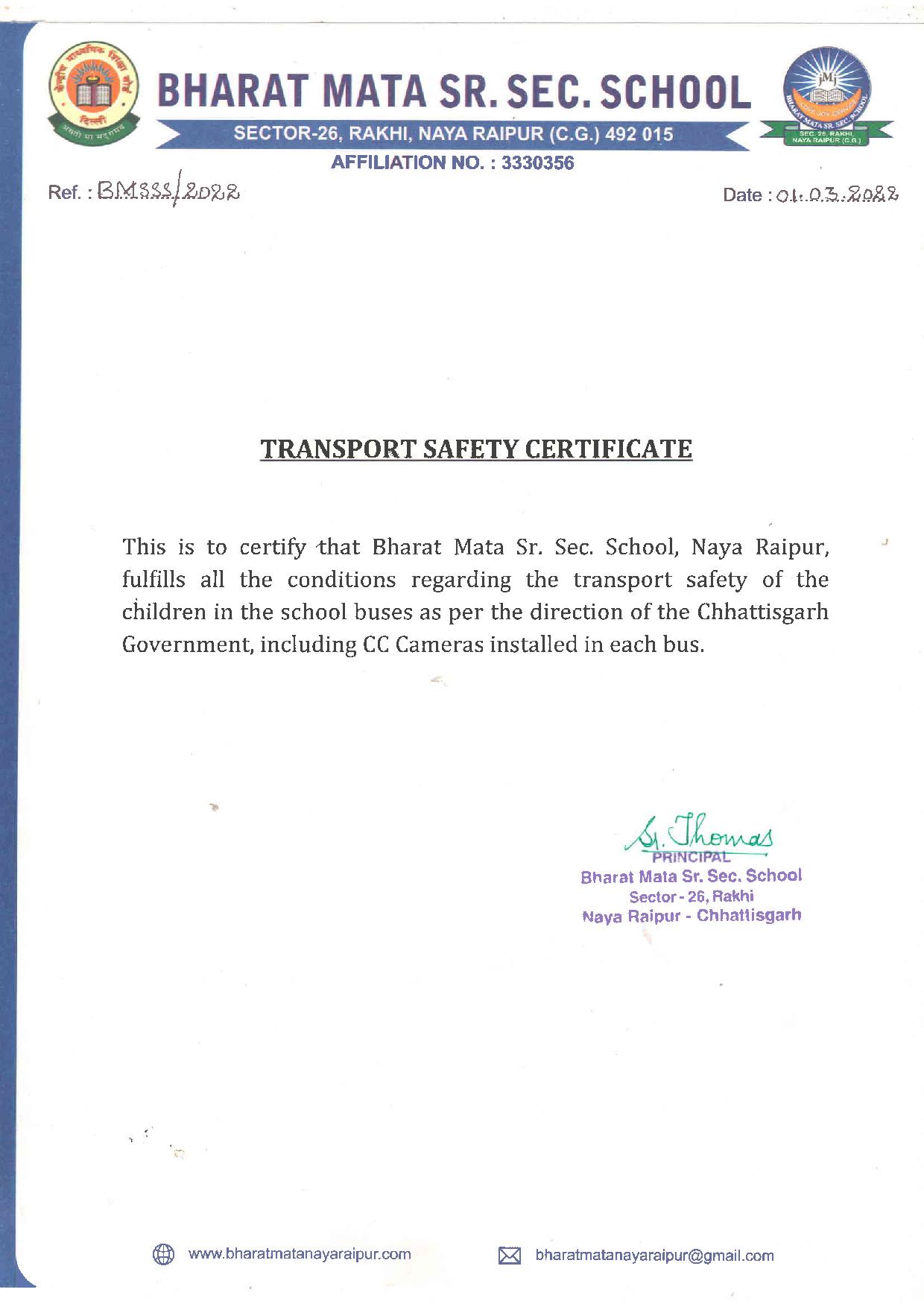 Transport Safety Certificate